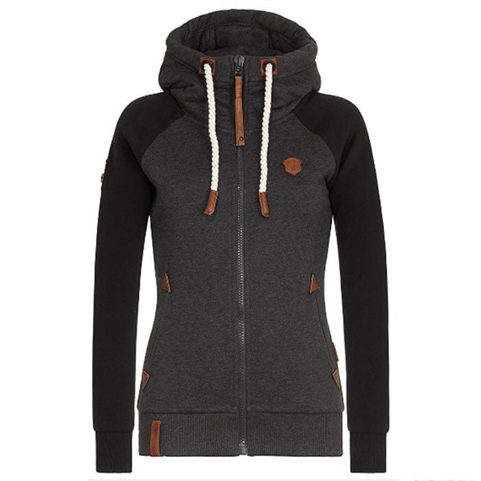 NOUVEAU RICHE Damen Slim Fit Hoodie Nina Gemütlich Fleece Kapuze Warm Schwarz