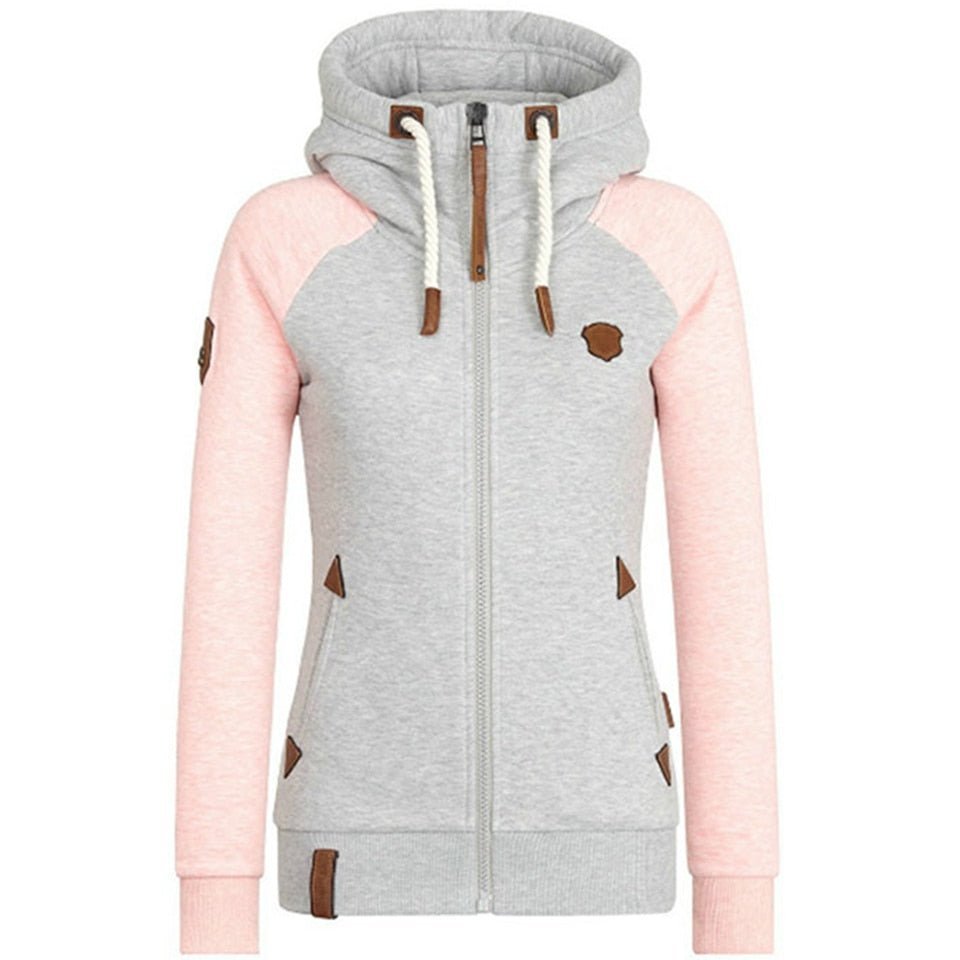 NOUVEAU RICHE Damen Slim Fit Hoodie Nina Gemütlich Fleece Kapuze Warm Hellrosa