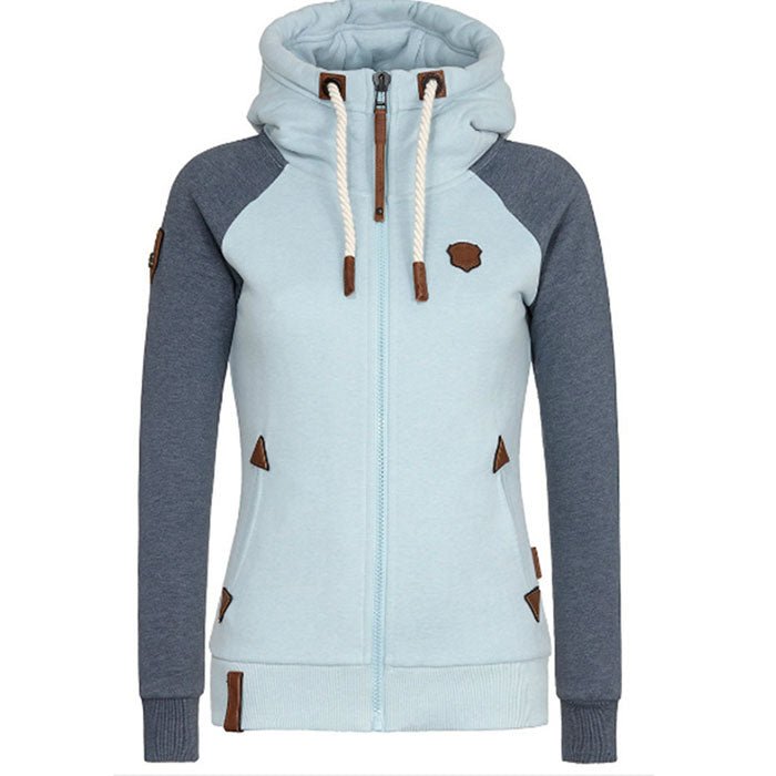 NOUVEAU RICHE Damen Slim Fit Hoodie Nina Gemütlich Fleece Kapuze Warm Hellblau