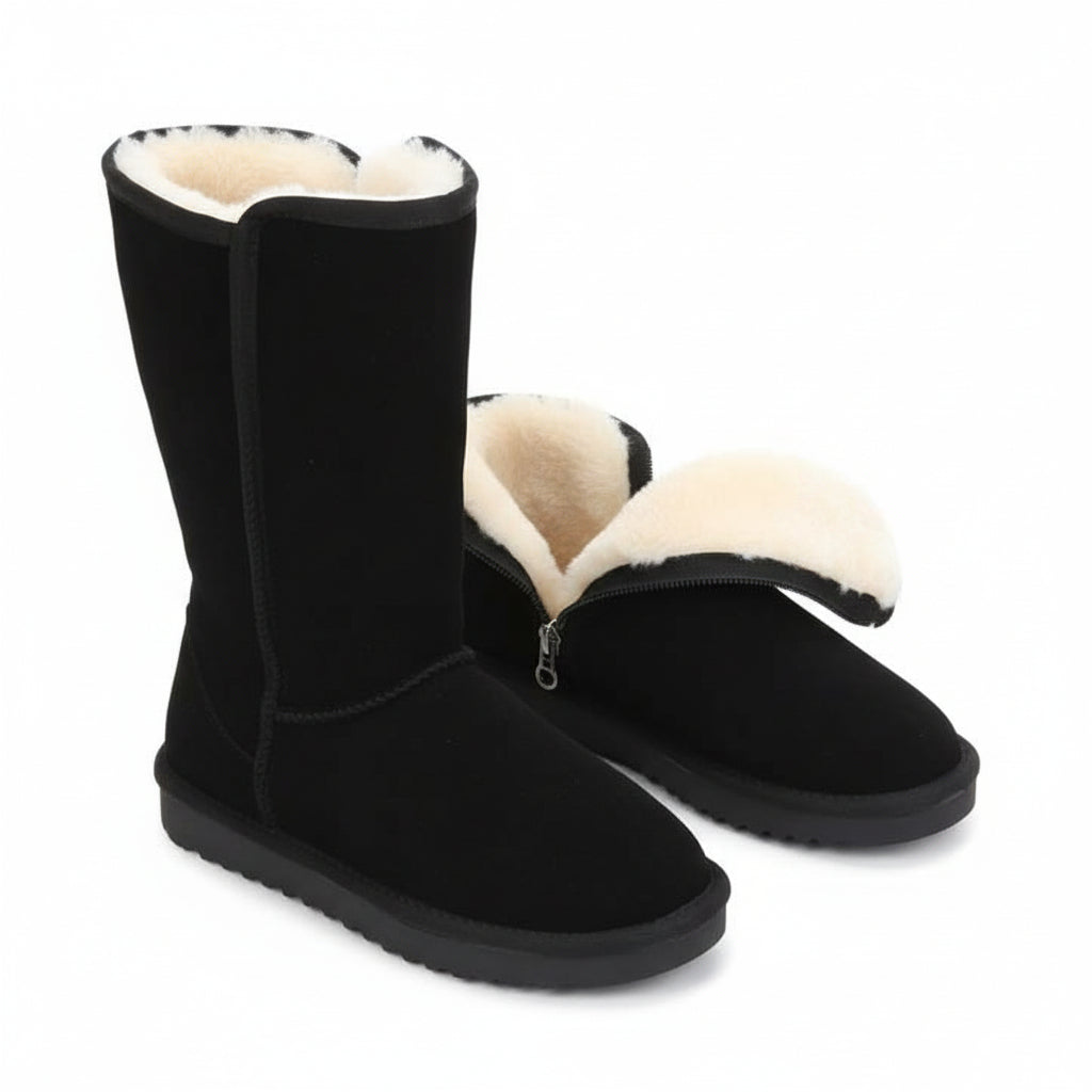 Nina | Warme und wasserdichte Wildlederstiefel aus Lammfell mit Reißverschluss 0