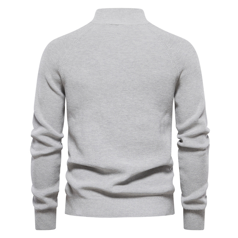 NOUVEAU RICHE Herrenpullover mit Troyer-Kragen – Weiche Oberfläche & Halber Reißverschluss