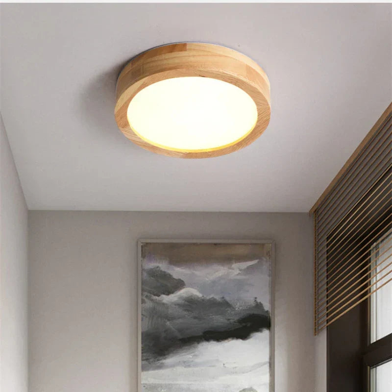 NOUVEAU RICHE Runde skandinavische Holz-Deckenleuchte – LED Deckenlampe aus Massivholz, Warmweiss oder Kaltweiss – NordicLuxe