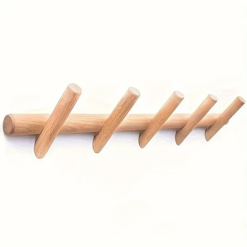NOUVEAU RICHE Nordic Wandmontierter Kleiderständer Holz mit Vier oder Fünf Haken
