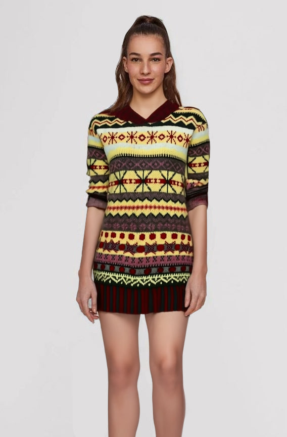 NOUVEAU RICHE Norwegerpullover Mit Kapuze Langärmlig Warm Größe S XL