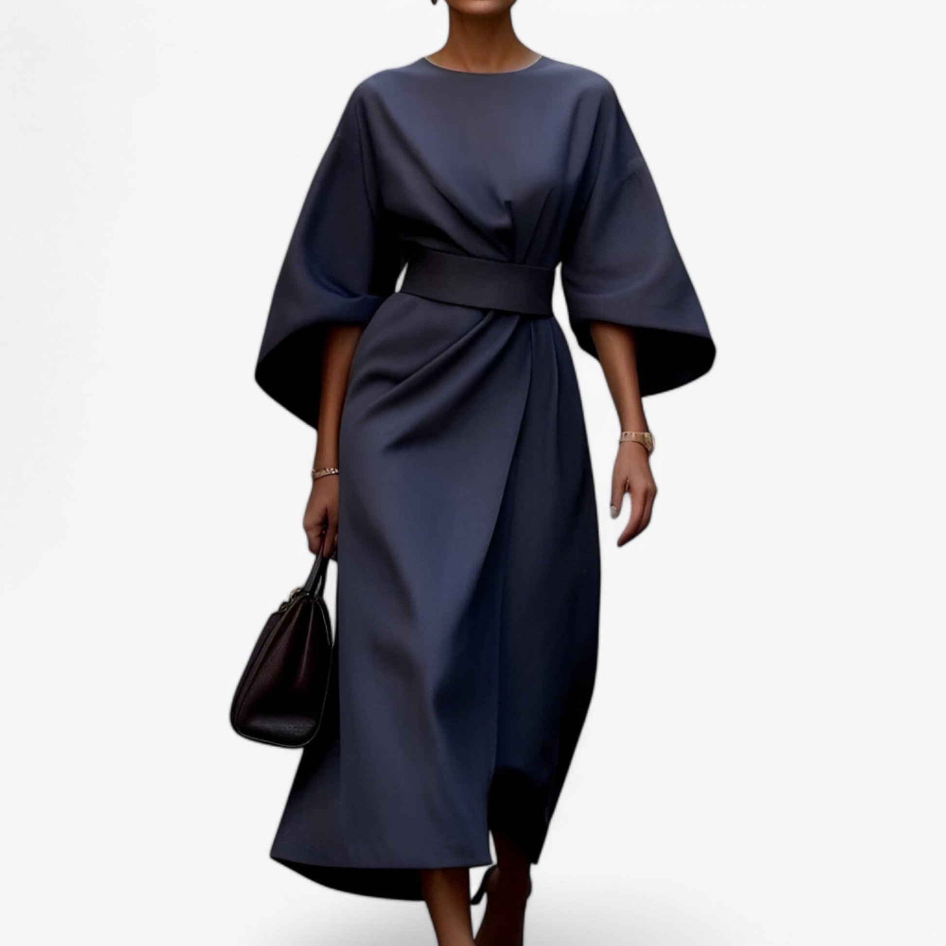 NOUVEAU RICHE Elora | Asymmetrisches Damen-Festkleid – Mutige Fusion aus Anmut & modernem Design für die Stadt Dunkelblau