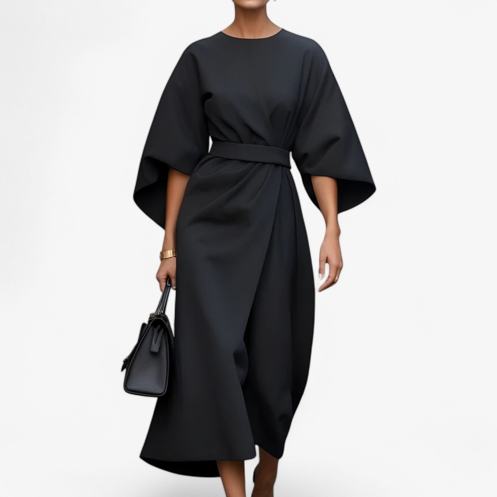 NOUVEAU RICHE Elora | Asymmetrisches Damen-Festkleid – Mutige Fusion aus Anmut & modernem Design für die Stadt Schwarz
