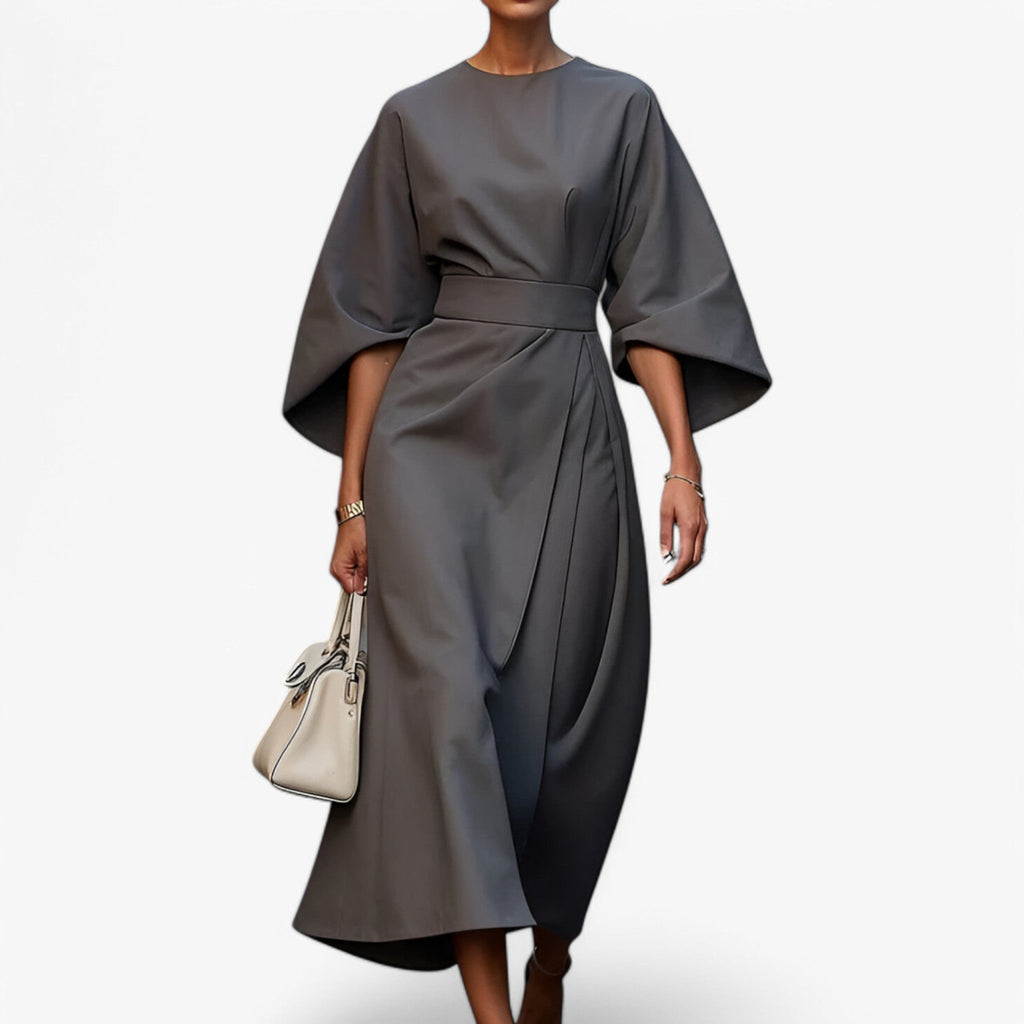 NOUVEAU RICHE Elora | Asymmetrisches Damen-Festkleid – Mutige Fusion aus Anmut & modernem Design für die Stadt Grau