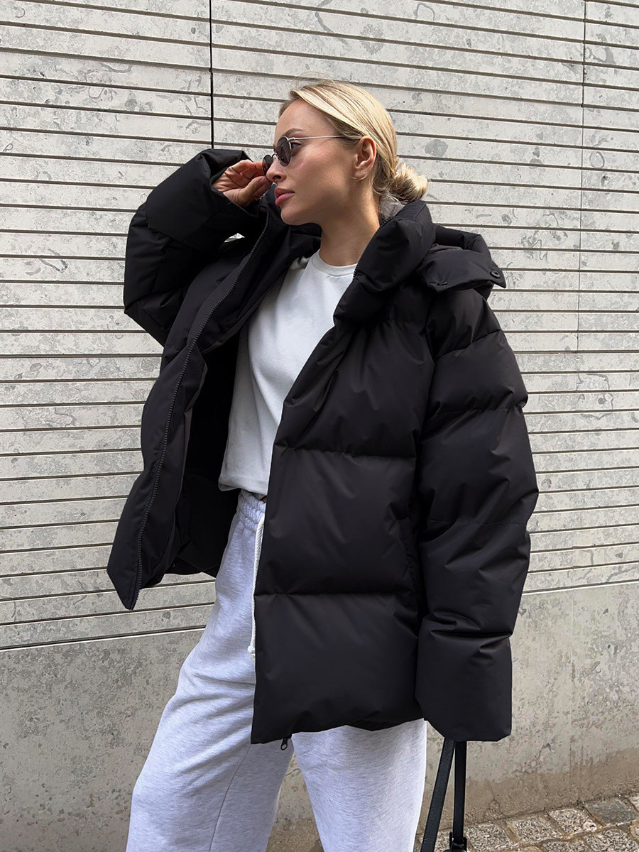 NOUVEAU RICHE Stylische Pufferjacke für Damen mit Kapuze – Warm und Trendy für den Winter Schwarz