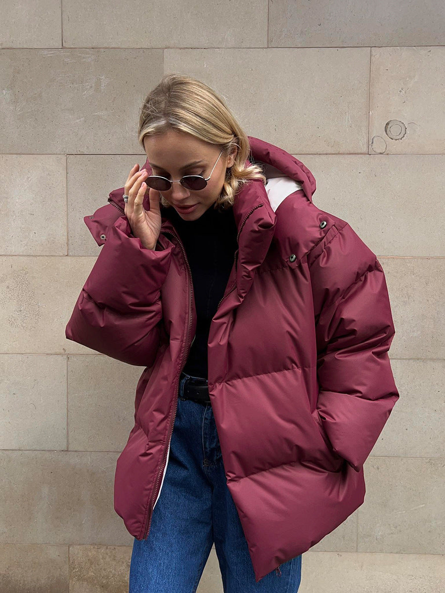 NOUVEAU RICHE Stylische Pufferjacke für Damen mit Kapuze – Warm und Trendy für den Winter Rot