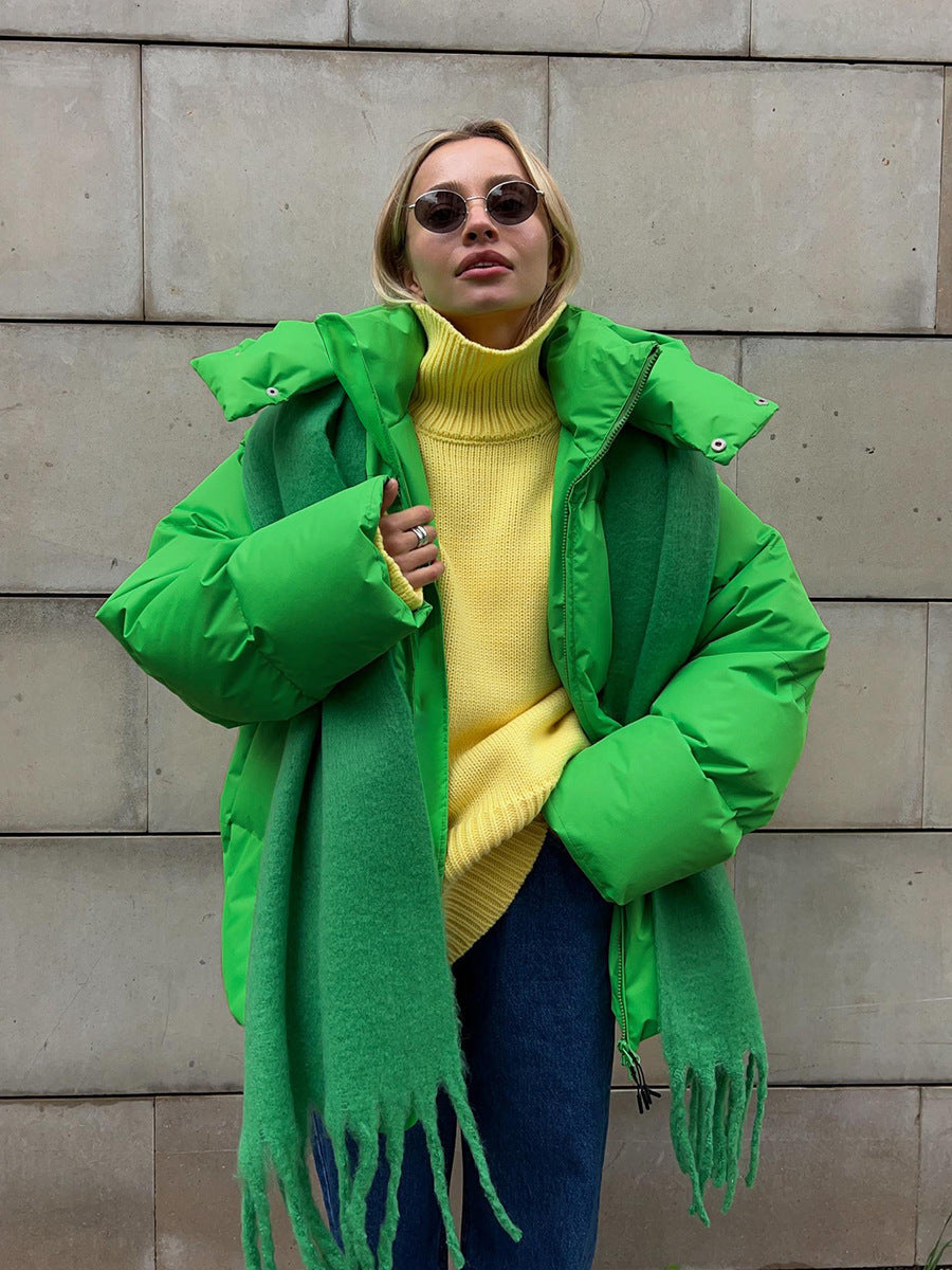 NOUVEAU RICHE Stylische Pufferjacke für Damen mit Kapuze – Warm und Trendy für den Winter Hellgrün