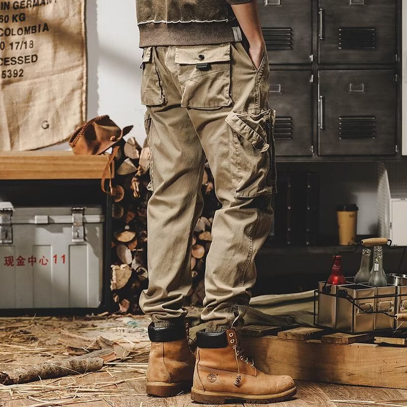 NOUVEAU RICHE Herren Cargo Hosen mit Lockere Passform und Reißverschluss aus 100 Prozent Baumwolle für Bequeme Alltagslooks