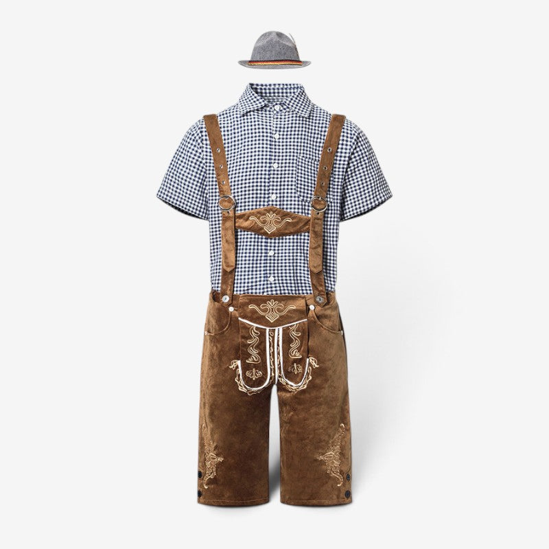Bayerisches Kostümset für Herren mit Lederhose und Hemd