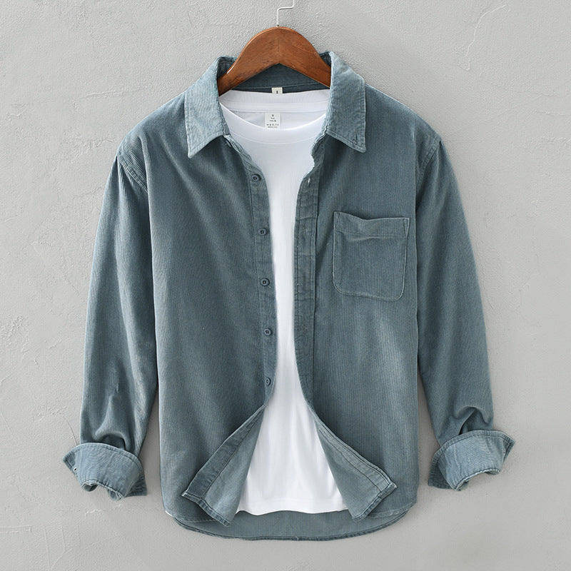 NOUVEAU RICHE Cordhemd Herren Retro Im Eleganten Stil Für Jeden Anlass Hellblau