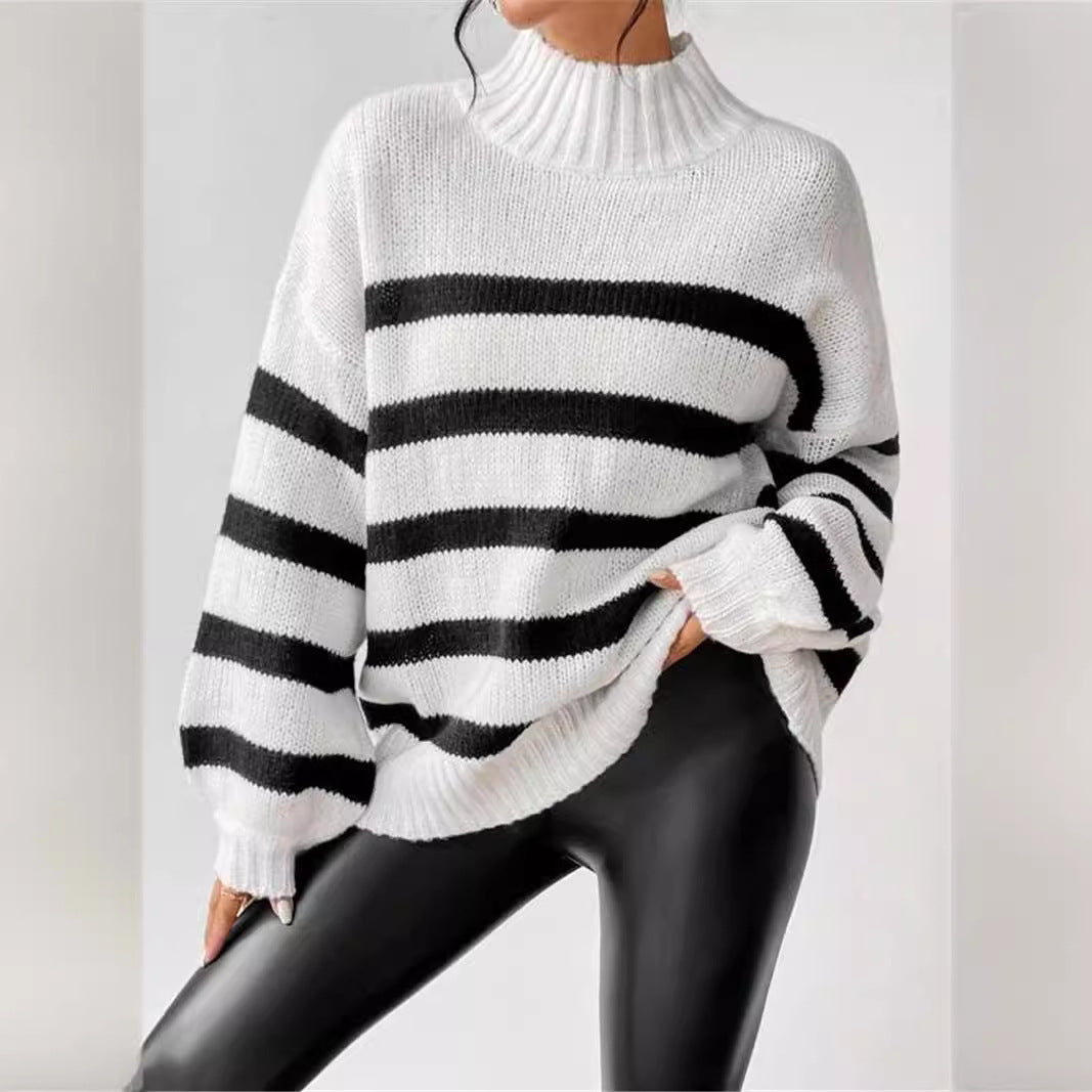 Isana | Damen Pullover | Rippkragen Gestreiftes Design