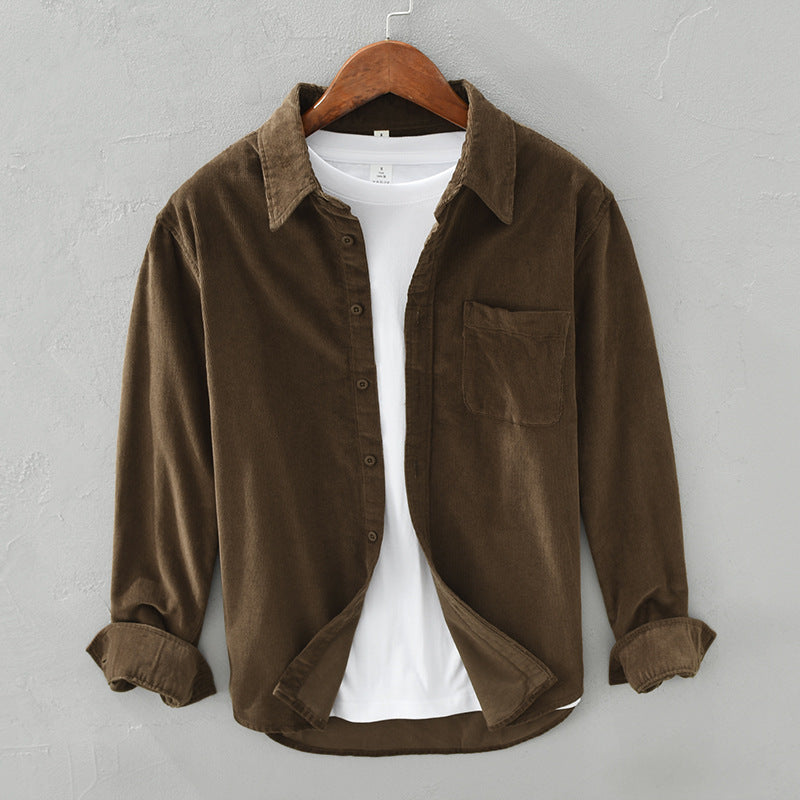 NOUVEAU RICHE Cordhemd Herren Retro Im Eleganten Stil Für Jeden Anlass Braun