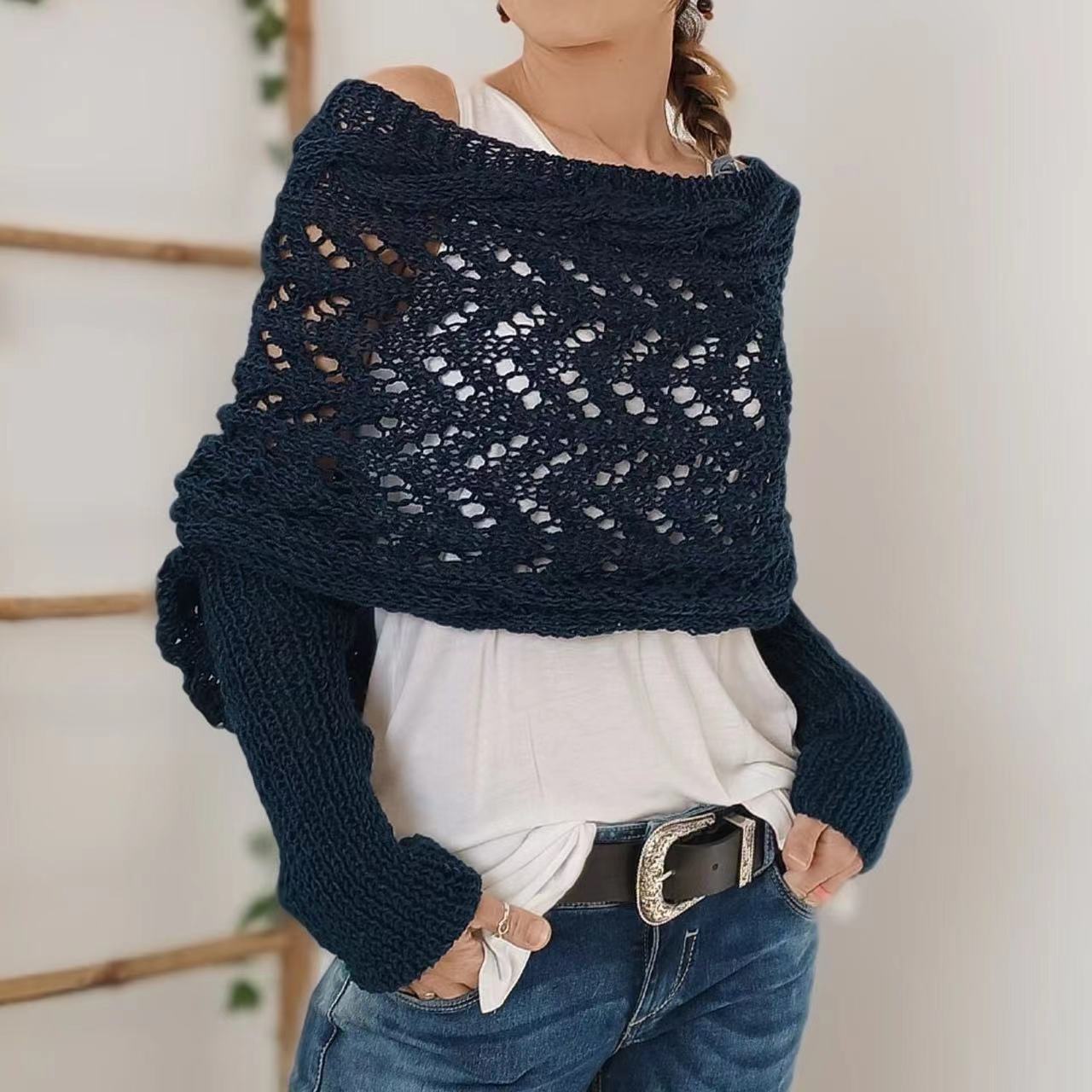 NOUVEAU RICHE Damen Strickschal Bequemer Stil Kuschelige Strickqualität Dunkelblau