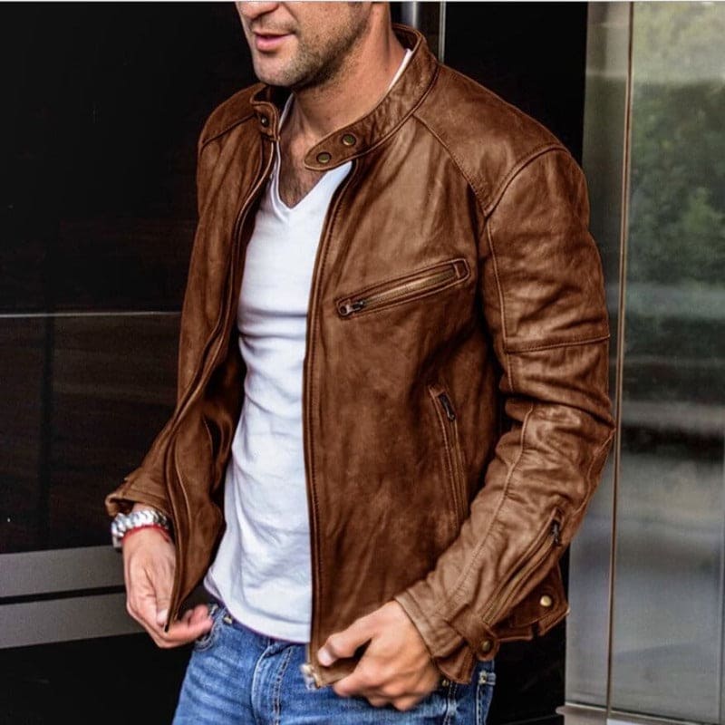 NOUVEAU RICHE Herren Wasserdichte Jacke Max Arbeitsalltag Zeitlosen Designs Braun