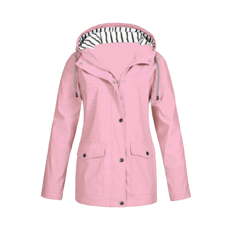 NOUVEAU RICHE Damen Regenjacke Wasserdicht Alltagstauglich Modern Design Rosa