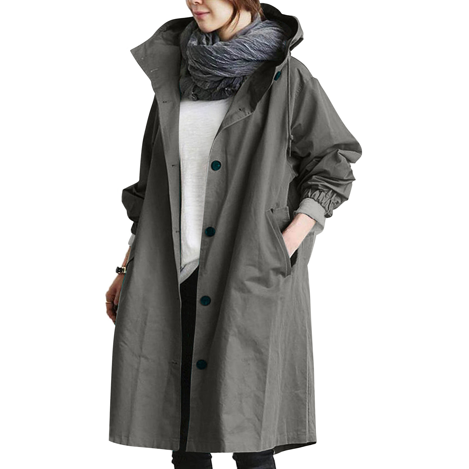 NOUVEAU RICHE Damen Regenjacke Mit Knopfverschluss Wind und Nässe Stil