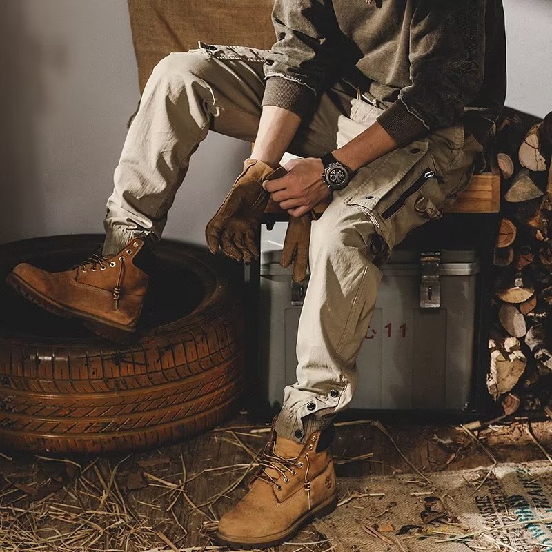 NOUVEAU RICHE Herren Cargo Hosen mit Lockere Passform und Reißverschluss aus 100 Prozent Baumwolle für Bequeme Alltagslooks