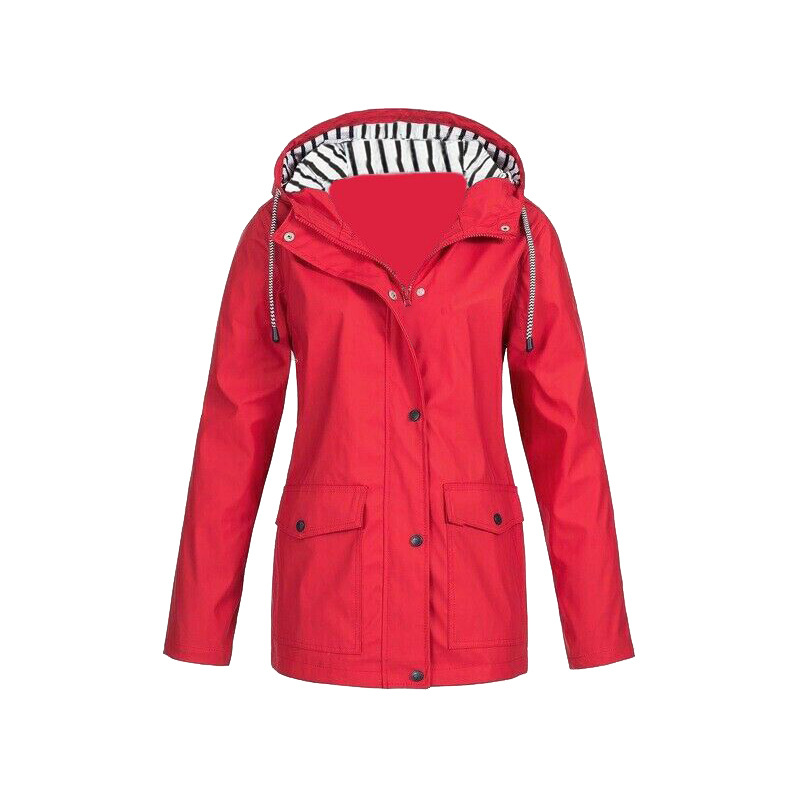 NOUVEAU RICHE Damen Regenjacke Wasserdicht Alltagstauglich Modern Design Rot
