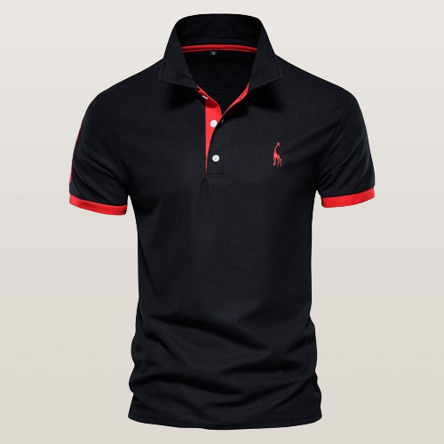 NOUVEAU RICHE Poloshirt Herren Slim Fit Kurzarm Stilvoll Und Elegant Schwarz