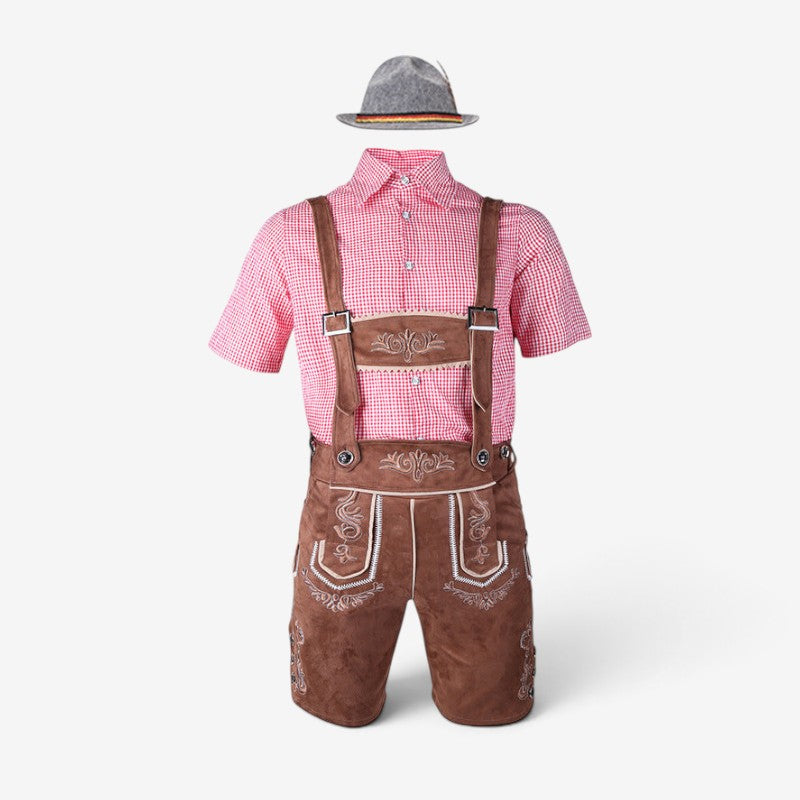 Bayerisches Kostümset für Herren mit Lederhose und Hemd