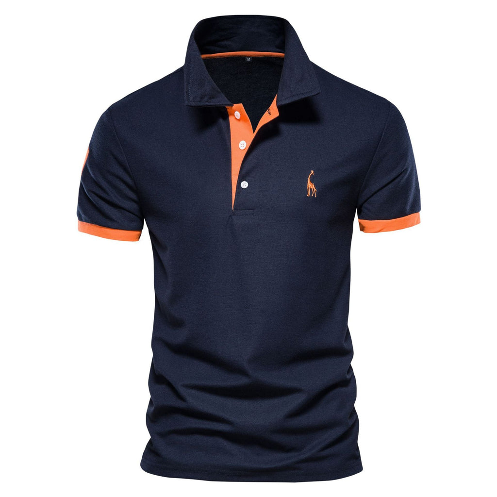 NOUVEAU RICHE Herren Poloshirt Klassisches Design Hochwertiges Material Orange Marineblau