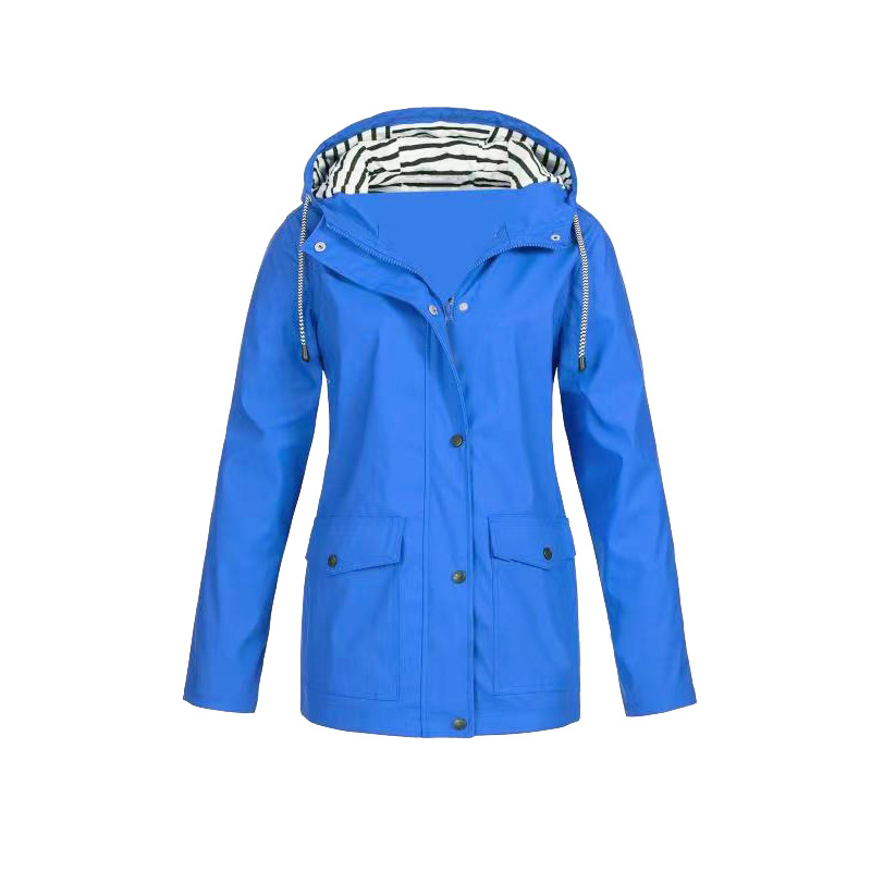 NOUVEAU RICHE Damen Regenjacke Wasserdicht Alltagstauglich Modern Design Blau