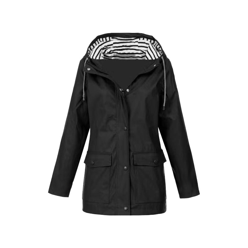 NOUVEAU RICHE Damen Regenjacke Wasserdicht Alltagstauglich Modern Design Schwarz