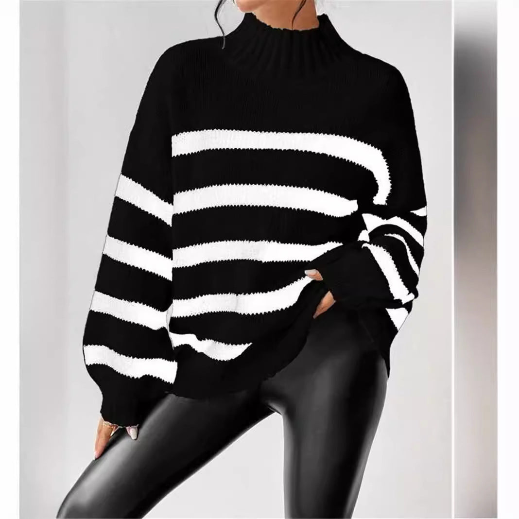 Isana | Damen Pullover | Rippkragen Gestreiftes Design