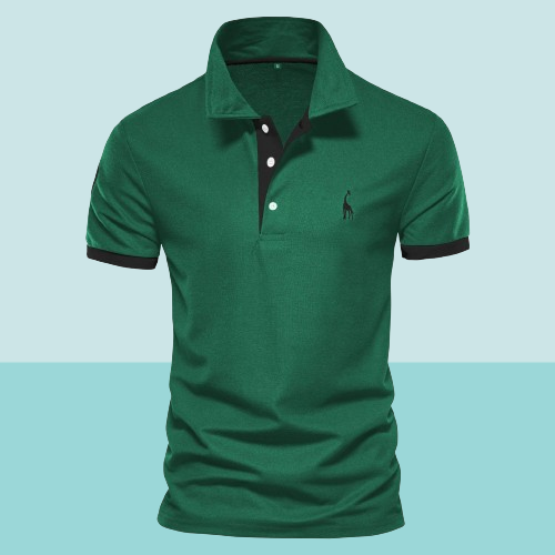 NOUVEAU RICHE Poloshirt Herren Slim Fit Kurzarm Stilvoll Und Elegant Grün
