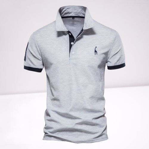 NOUVEAU RICHE Poloshirt Herren Slim Fit Kurzarm Stilvoll Und Elegant Grau