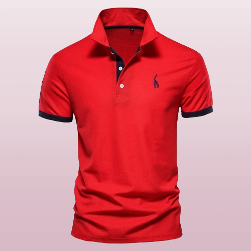 NOUVEAU RICHE Poloshirt Herren Slim Fit Kurzarm Stilvoll Und Elegant Rot