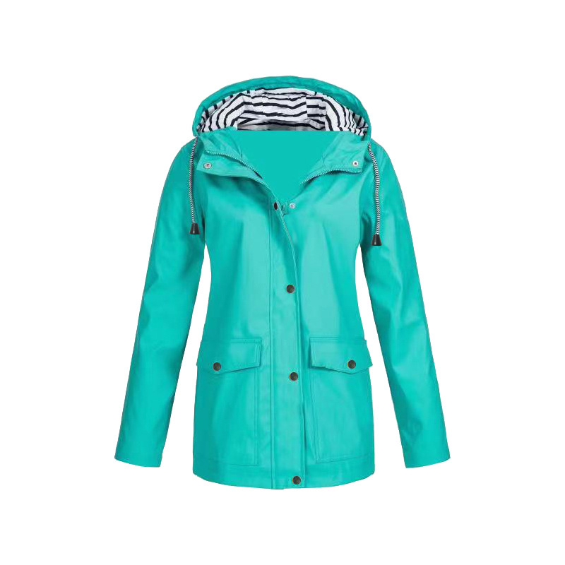 NOUVEAU RICHE Damen Regenjacke Wasserdicht Alltagstauglich Modern Design Türkis