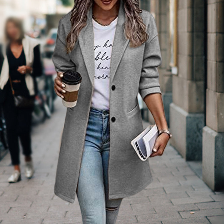 NOUVEAU RICHE Mantel Damen Warm Moderner Stil Ideal Für Alltagslook Grau