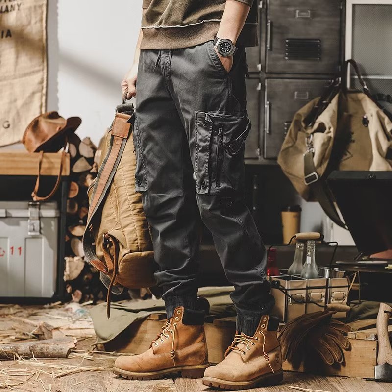 NOUVEAU RICHE Herren Cargo Hosen mit Lockere Passform und Reißverschluss aus 100 Prozent Baumwolle für Bequeme Alltagslooks Schwarz
