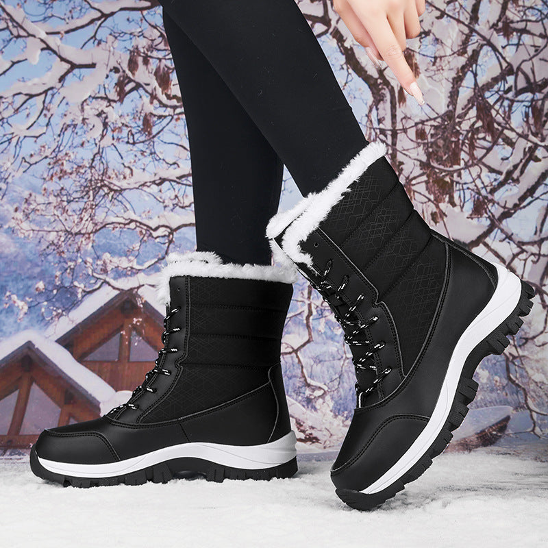 NOUVEAU RICHE Damen Winterstiefel Warm Gefüttert Rutschfeste Sohle Schnee Schwarz