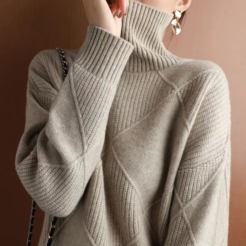 NOUVEAU RICHE Pullover Damen Weich Allround Tragbar Ganzjährig Elegant Khaki