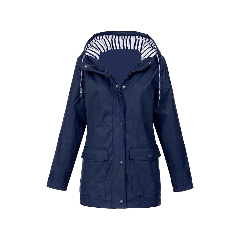 NOUVEAU RICHE Damen Regenjacke Wasserdicht Alltagstauglich Modern Design Marineblauw