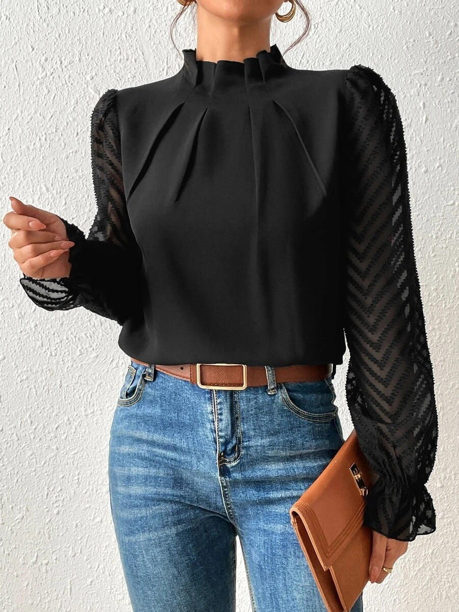 NOUVEAU RICHE Gemustertes Oberteil für Damen im Trend – Stylisches Damenoberteil mit einzigartigem Design für jede Gelegenheit Schwarz