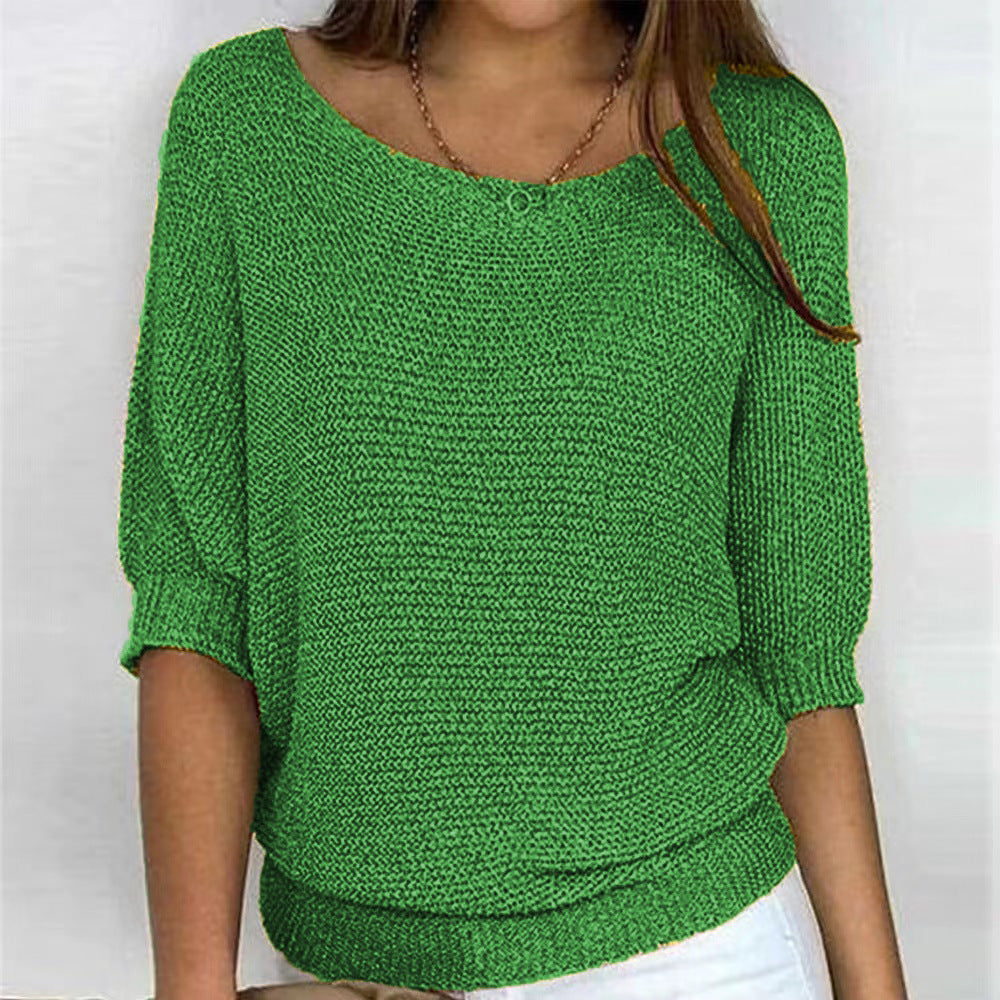 NOUVEAU RICHE Strickpullover Damen V Ausschnitt Klassisch Kuschelig Wollmix Grün