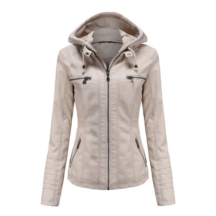 NOUVEAU RICHE Damen Winterjacke Mit Kapuze Reißverschluss Warm Gefüttert Aprikose