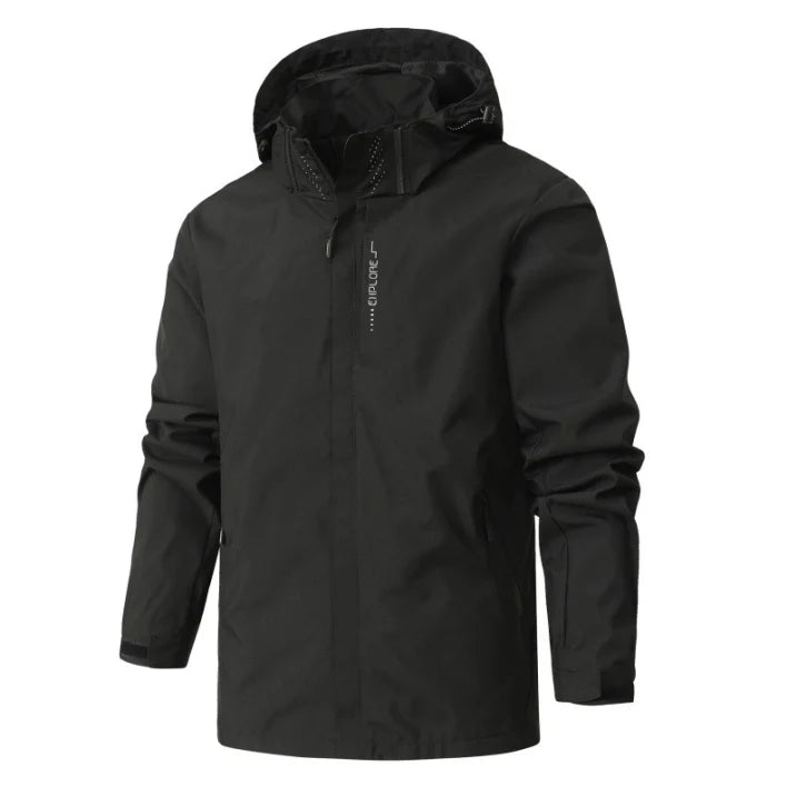 NOUVEAU RICHE Unisex Regenjacke – Wasserdichte Langarm Jacke im Sportlichen Look Schwarz