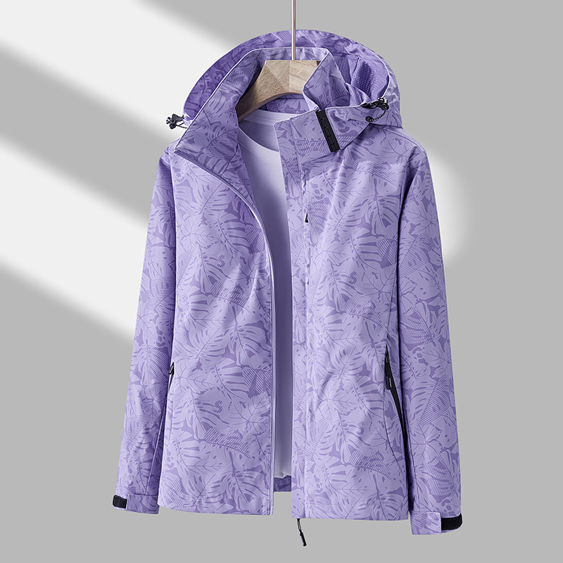 NOUVEAU RICHE Damen Kapuzenjacke Mit Reißverschluss Wasserdicht Leicht Lila