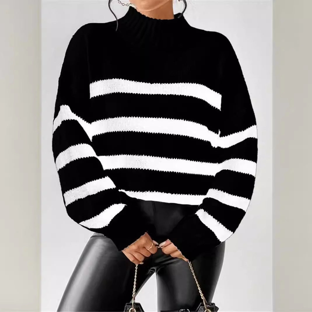 Isana | Damen Pullover | Rippkragen Gestreiftes Design