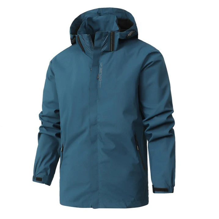 NOUVEAU RICHE Unisex Regenjacke – Wasserdichte Langarm Jacke im Sportlichen Look Marineblau
