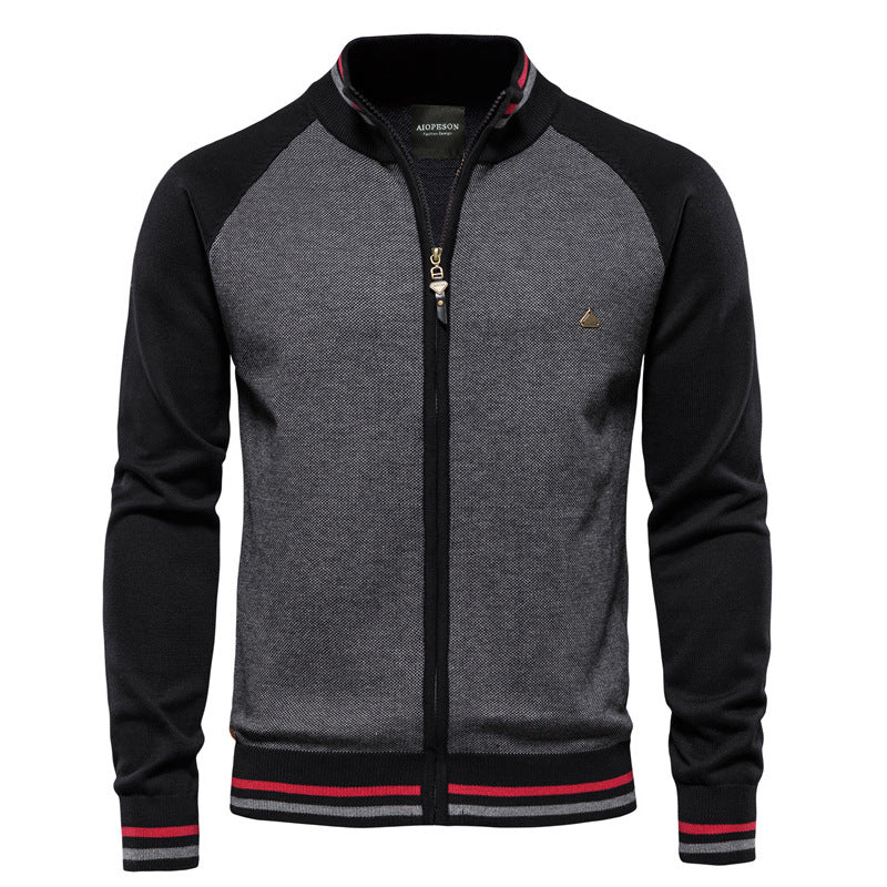 NOUVEAU RICHE Feinstrickjacke mit Reißverschluss – Stilvolle Strickjacke mit Stehkragen Grau