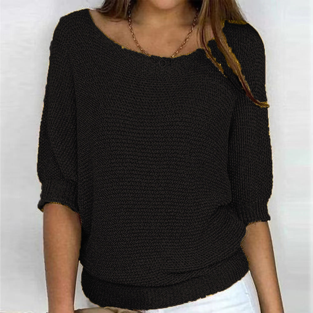 NOUVEAU RICHE Strickpullover Damen V Ausschnitt Klassisch Kuschelig Wollmix Schwarz