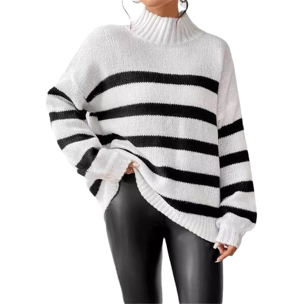 Isana | Damen Pullover | Rippkragen Gestreiftes Design